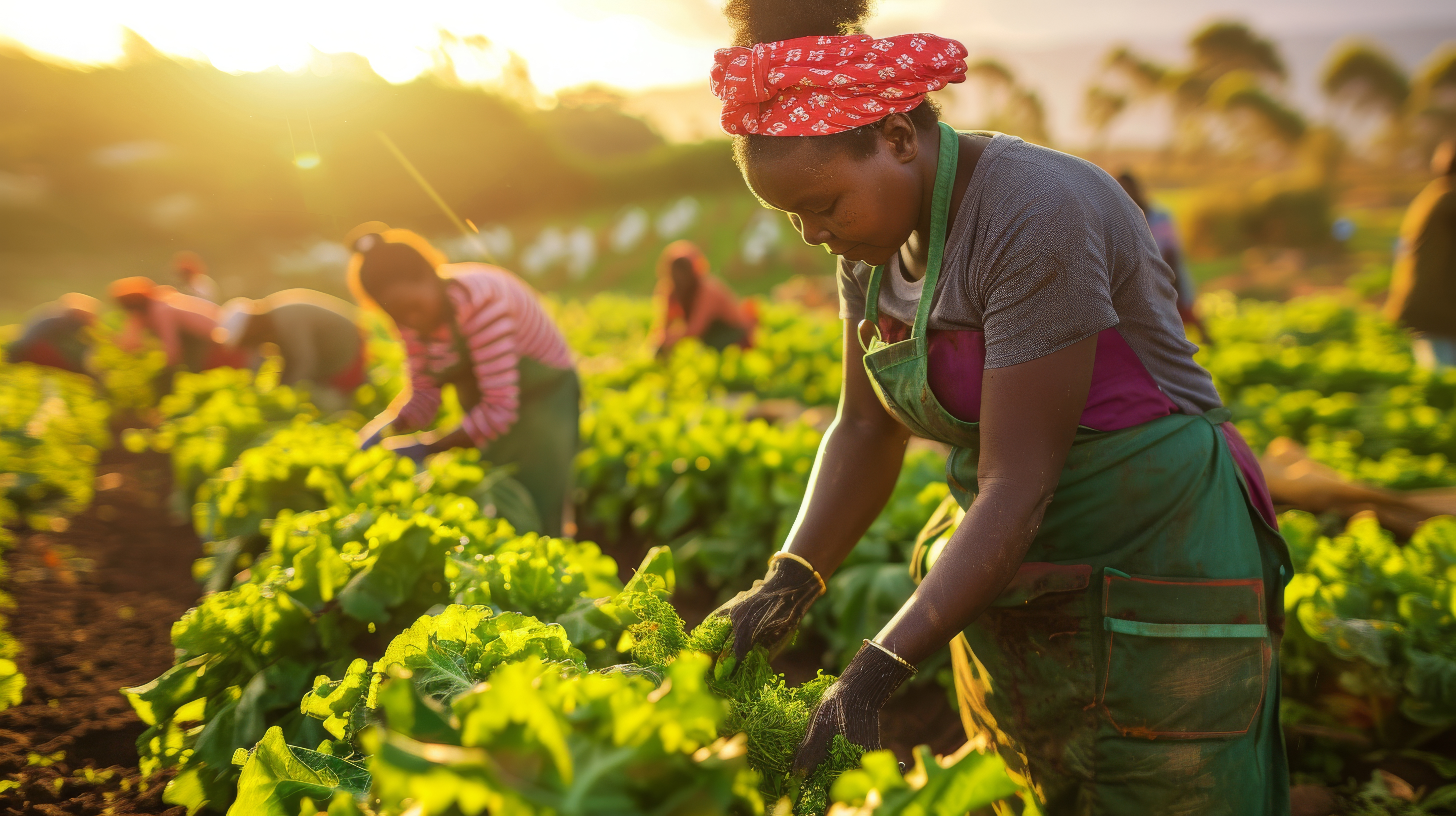 African woman harvesting vegetables